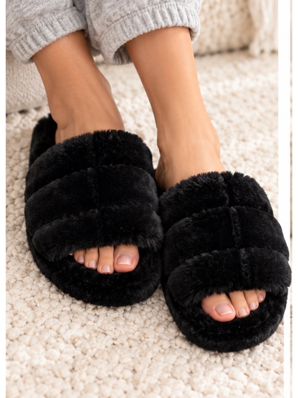 Jenni Intimates Cozy Deep black Comfy Lounging Casual Slippers Size X-L 11-12